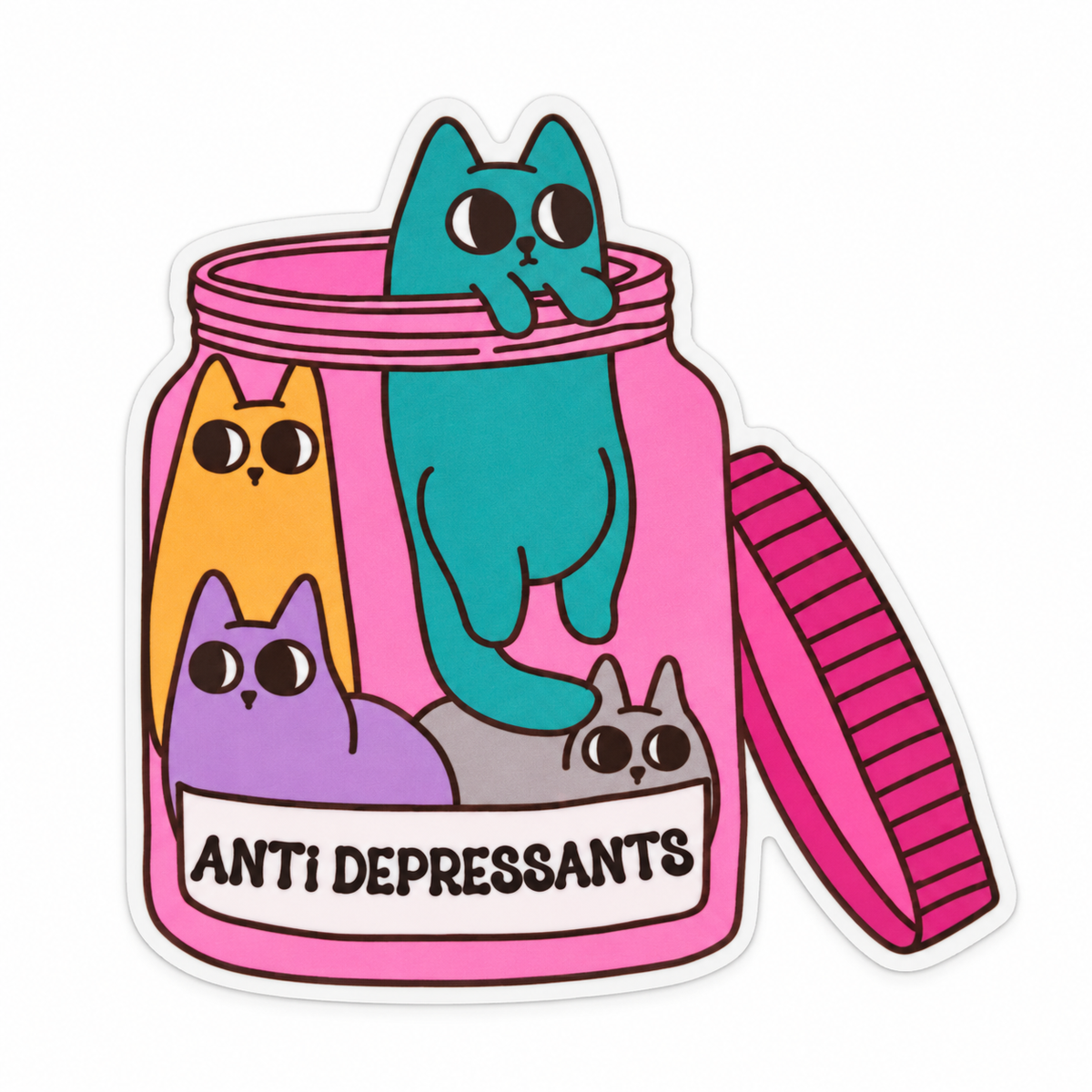 Jar of Cats Sticker 🐱🩷