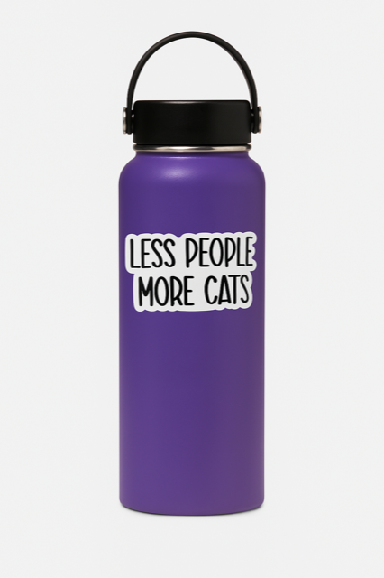 "LESS PEOPLE, MORE CATS" STICKER